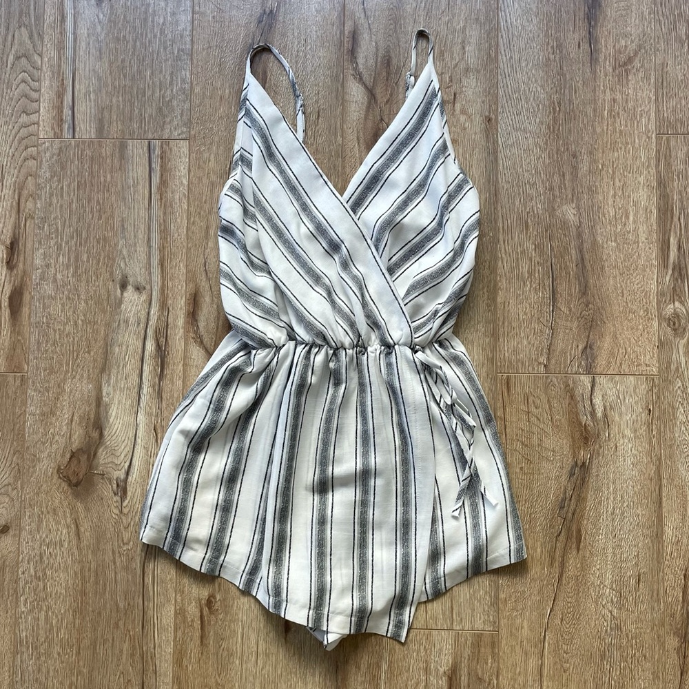 Black and White Striped Romper